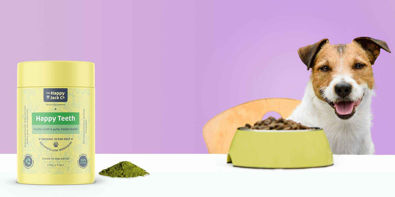 Natural dog dental care. Fresh dog breath. Add dog dental care to one meal per day